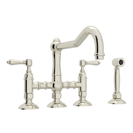 Rohl Italian Kitchen Acqui Bridge Faucet WithLever - Polished Nickel A1458LMWSPN-2